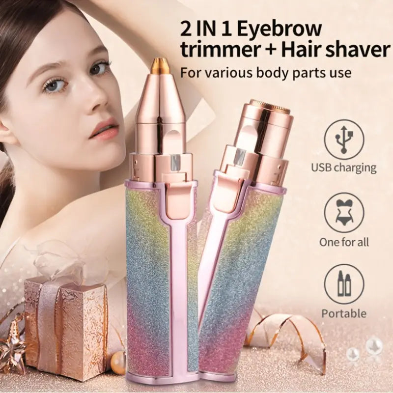 2 in 1 Electric Eyebrow Trimmer Rechargeable Hair Remover