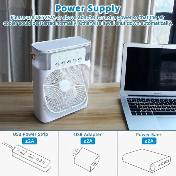 Portable Air Conditioner Fan Usb Electric Fan With Led Night Light